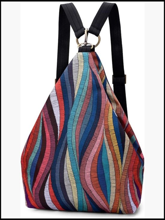Bohemian Casual Daypack Backpack for Women Fashion Canvas Print Backpack Purse main image 6